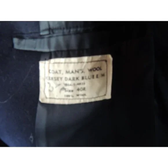Navy Wool Pea Coat navy Blue Mens size 40R - Picture 4 of 5